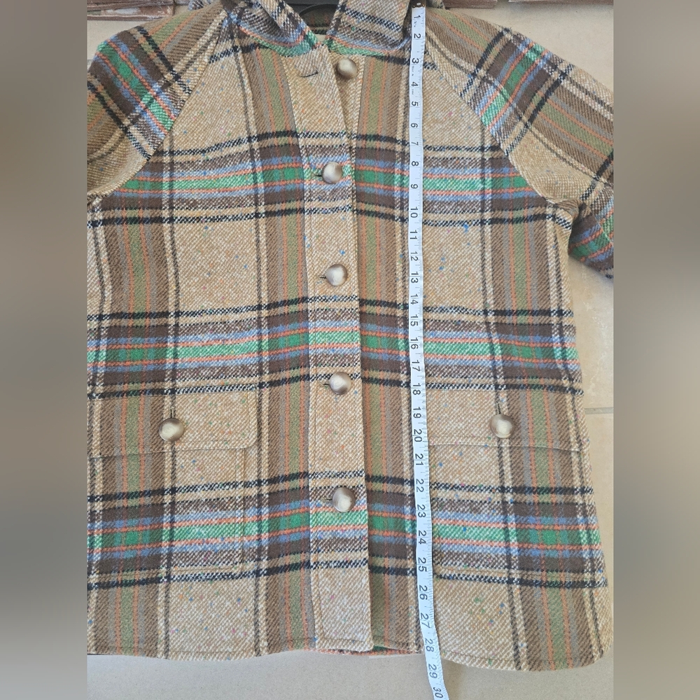 SÉZANE Suzon Multi Taupe Plaid Hooded Wool Coat Medium New - Picture 13 of 16